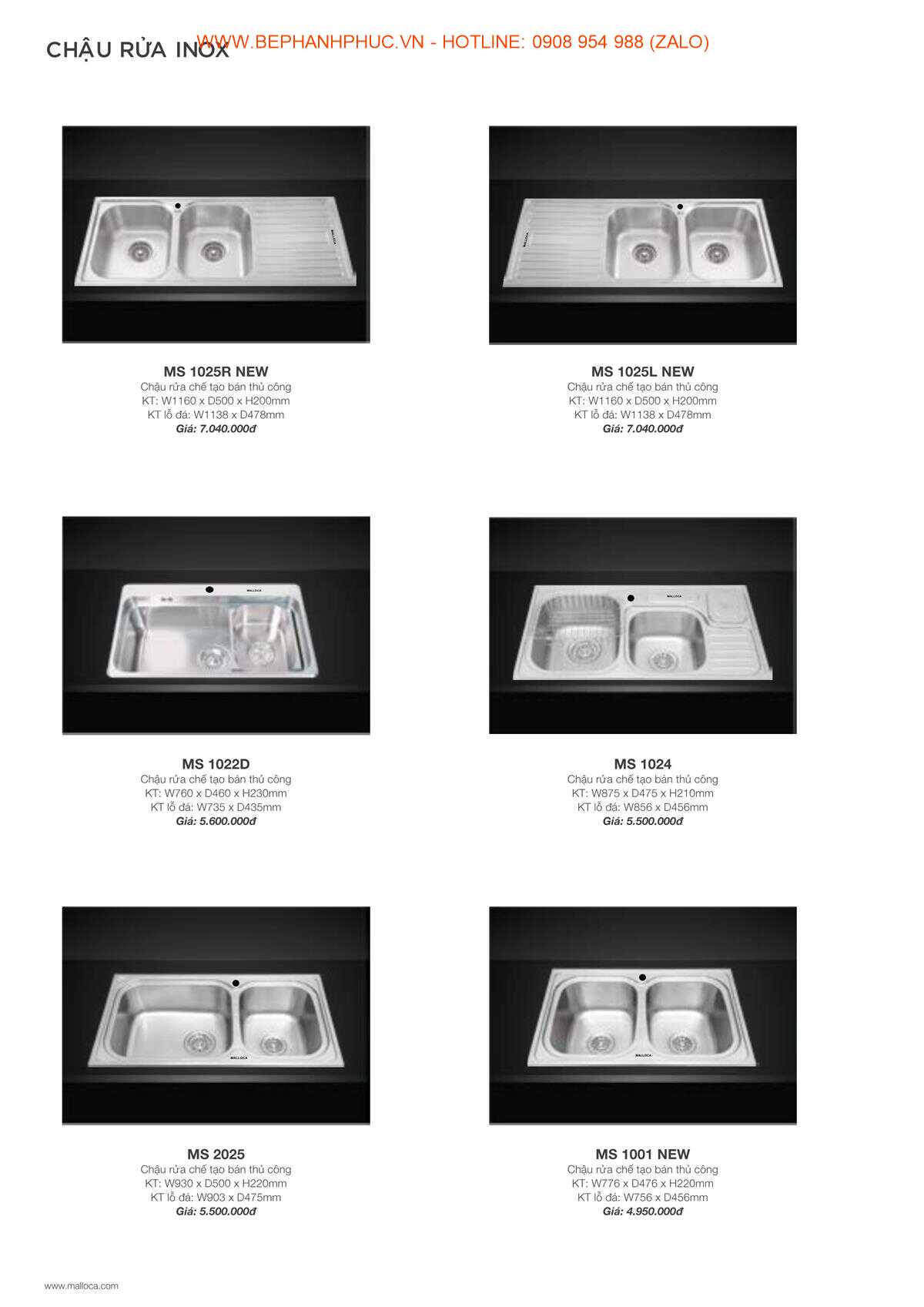 Catalogue Malloca Online - Thương hiệu số 1 VN