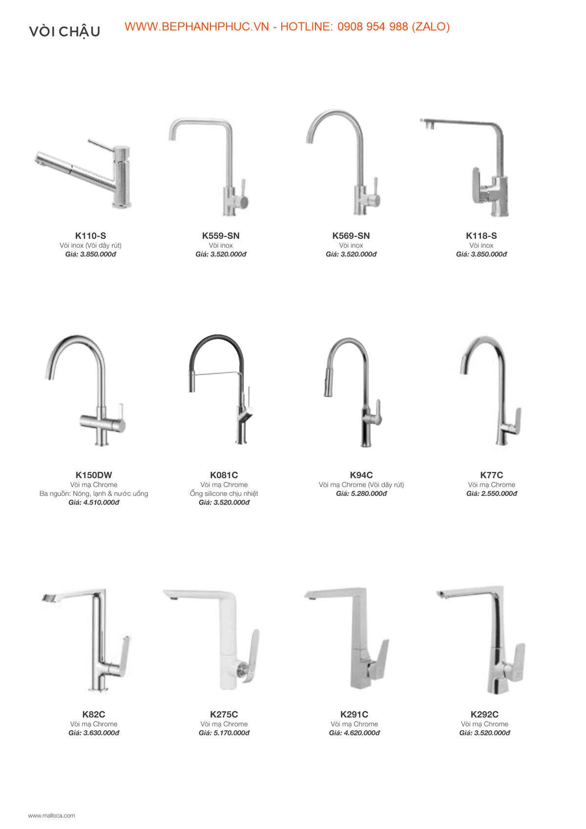 Catalogue Malloca Online - Thương hiệu số 1 VN
