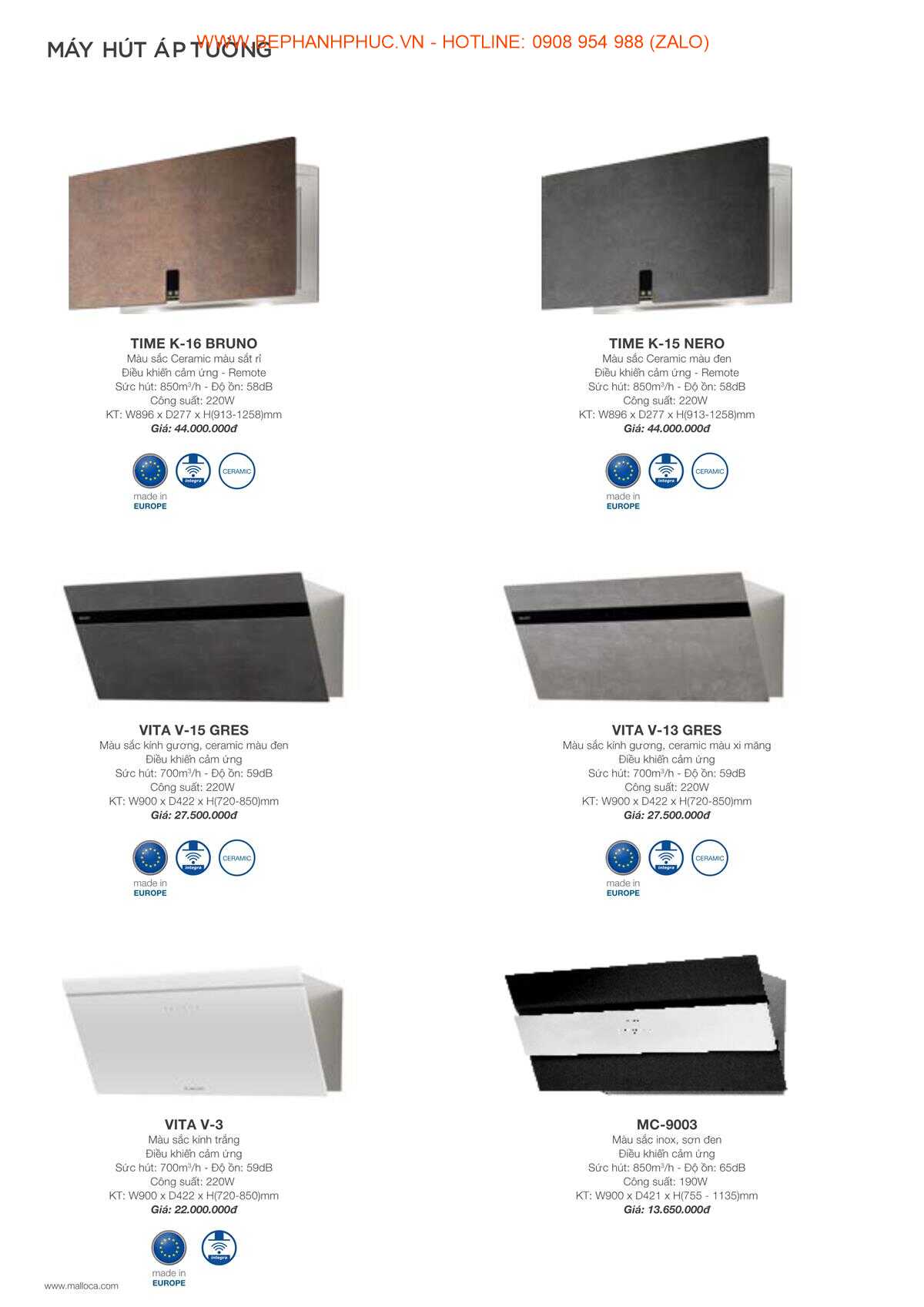 Catalogue Malloca Online - Thương hiệu số 1 VN