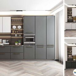 Tủ bếp chữ I chất liệu MDF sơn hiện đại KTB-I-20-03