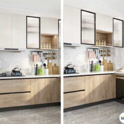 Tủ bếp chữ L chất liệu melamine vân gỗ KTB-L-20-01 7 Tủ bếp chữ L chất liệu melamine vân gỗ KTB-L-20-01