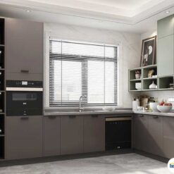 Tủ bếp chữ L chất liệu melamine hiện đại KTB-L-20-02 giá rẻ tại TPHCM