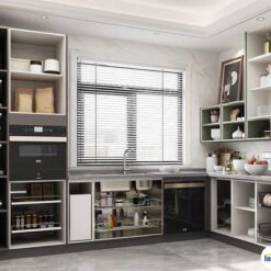 Tủ bếp chữ L chất liệu melamine hiện đại KTB-L-20-02