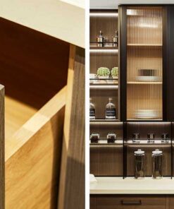 Tủ bếp chữ L chất liệu melamine vân gỗ KTB-L-20-04