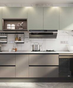 Báo giá Tủ bếp chữ L chất liệu melamine không tay cầm KTB-L-20-05 ở tphcm