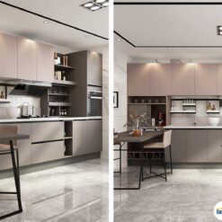 Tủ bếp chữ L chất liệu melamine không tay cầm KTB-L-20-05 10 Tủ bếp chữ L chất liệu melamine không tay cầm KTB-L-20-05