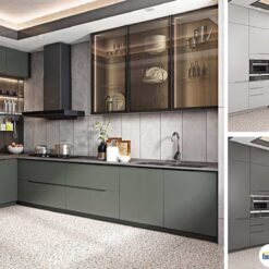 Tủ bếp chữ L chất liệu MDF sơn không tay cầm KTB-L-20-06 10 Tủ bếp chữ L chất liệu MDF sơn không tay cầm KTB-L-20-06