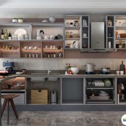 Tủ bếp chữ L chất liệu melamine vân gỗ KTB-L-20-08 11 Tủ bếp chữ L chất liệu melamine vân gỗ KTB-L-20-08