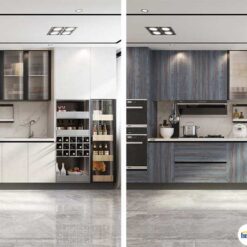 Tủ bếp chữ L chất liệu Melamine hiện đại KTB-L-20-10