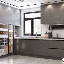 Báo giá mẫu Tủ bếp chữ L chất liệu Melamine hiện đại KTB-L-20-10 uy tín tại TPHCM