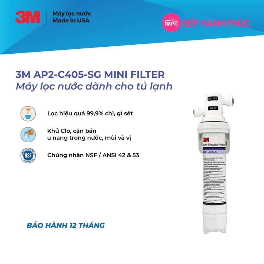 Thiết bị lọc nước cho tủ lạnh 3M AP2-C045-SG MINI FILTER - Nhập khẩu Mỹ 5 Thiết bị lọc nước cho tủ lạnh 3M AP2-C045-SG MINI FILTER