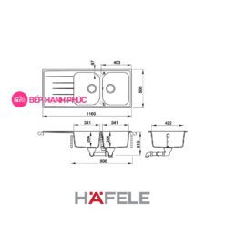Chậu đá Hafele HS18-GED2R80 - 2 hố chậu 9 Chậu đá Hafele HS18-GED2R80 - 2 hố chậu