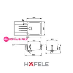 Chậu đá Hafele HS19-GED1R60 - 1 hố chậu 9 Chậu đá Hafele HS19-GED1R60 - 1 hố chậu
