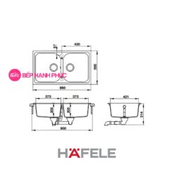 Chậu đá Hafele HS19-GEN2R90 - 2 hố chậu