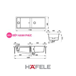 Chậu đá Hafele HS19-GKD2S120 - 2 hố chậu 7 Chậu đá Hafele HS19-GKD2S120 - 2 hố chậu