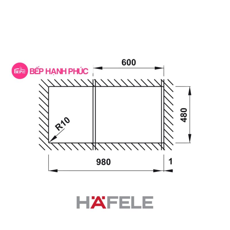 Chậu đá Hafele HS20-GED1S60 - 1 hố chậu 23 Chậu đá Hafele HS20-GED1S60 - 1 hố chậu