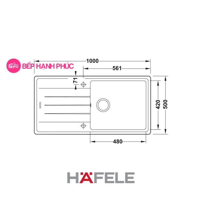Chậu đá Hafele HS20-GED1S60 - 1 hố chậu 22 Chậu đá Hafele HS20-GED1S60 - 1 hố chậu