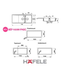 Chậu đá Hafele HS20-GKD2S80 - 2 hố chậu