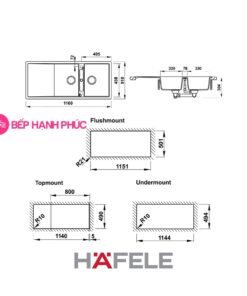 Chậu đá Hafele HS20-GKD2S80 - 2 hố chậu