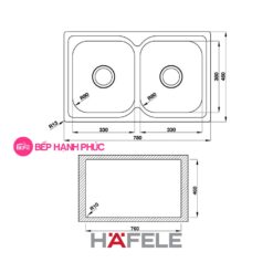 Chậu rửa Hafele Inox HS19-SSN2R90 - 2 hộc rửa