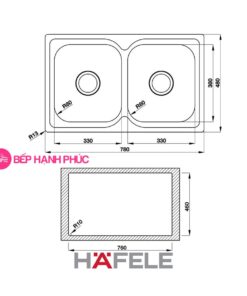 Chậu rửa Hafele Inox HS19-SSN2R90 - 2 hộc rửa