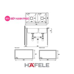 Chậu rửa Hafele Inox HS19-SSN2S90L - 2 hộc rửa
