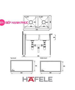 Chậu rửa Hafele Inox HS19-SSN2S90L - 2 hộc rửa
