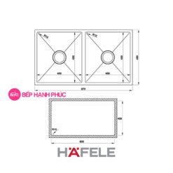 Chậu rửa Hafele Inox HS19-SSN2S90M - 2 hộc rửa