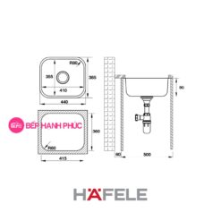 Chậu rửa Hafele inox HS20-SSN1R50 - 567.24.000