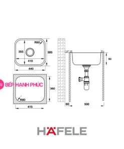 Chậu rửa Hafele inox HS20-SSN1R50 - 567.24.000