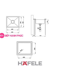 Chậu rửa Hafele Inox HS20-SSN1S50 - 1 hộc rửa