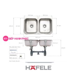 Chậu rửa Hafele Inox HS20-SSN2R90S - 2 hộc rửa
