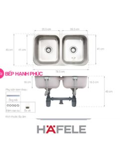 Chậu rửa Hafele Inox HS20-SSN2R90S - 2 hộc rửa
