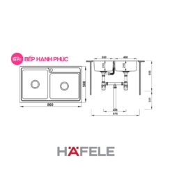 Chậu rửa Hafele Inox HS20-SSN2S90L - 2 hộc rửa