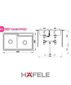 Chậu rửa Hafele Inox HS20-SSN2S90L - 2 hộc rửa