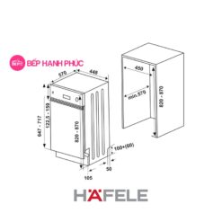 Máy rửa chén Hafele HDW-HI45A - Âm bán phần 10 bộ, 11 lít