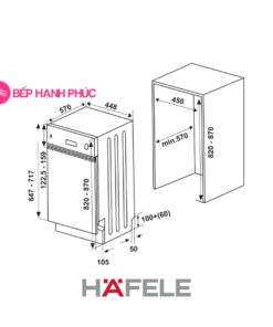 Máy rửa chén Hafele HDW-HI45A - Âm bán phần 10 bộ, 11 lít