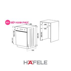 Máy rửa chén Hafele HDW-HI60B - âm bán phần 15 bộ, 09 lít/ 1 lần rửa