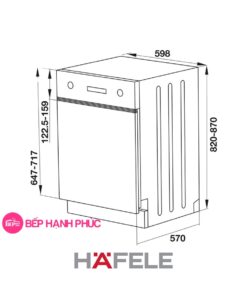 Máy rửa chén Hafele HDW-HI60C - âm bán phần 15 bộ đồ ăn Châu Âu, 9 lít/ 1 lần rửa