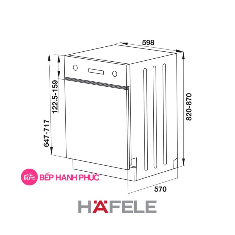 Máy rửa chén Hafele HDW-HI60C - âm bán phần 15 bộ đồ ăn Châu Âu, 9 lít/ 1 lần rửa