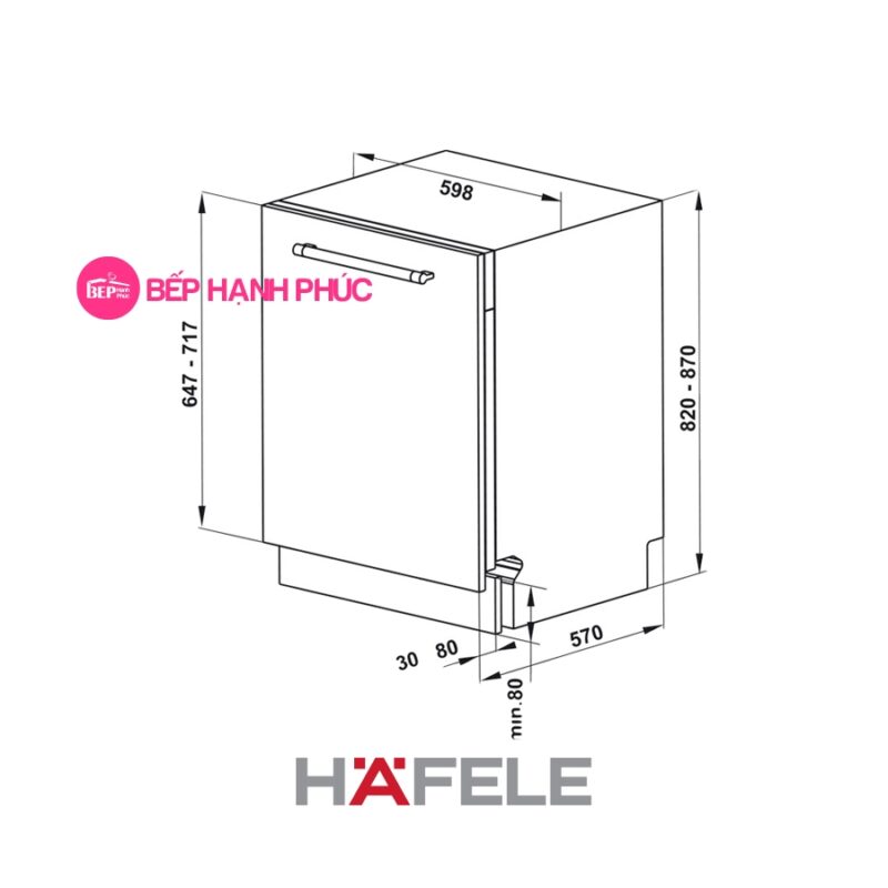 Máy rửa chén âm tủ Hafele HDW-FI60D - 15 bộ đồ ăn, 9 lít/ 1 lần rửa