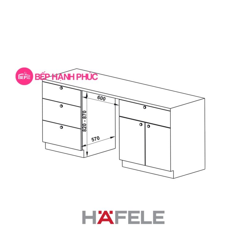Máy rửa chén âm tủ Hafele HDW-FI60D - 15 bộ đồ ăn, 9 lít/ 1 lần rửa