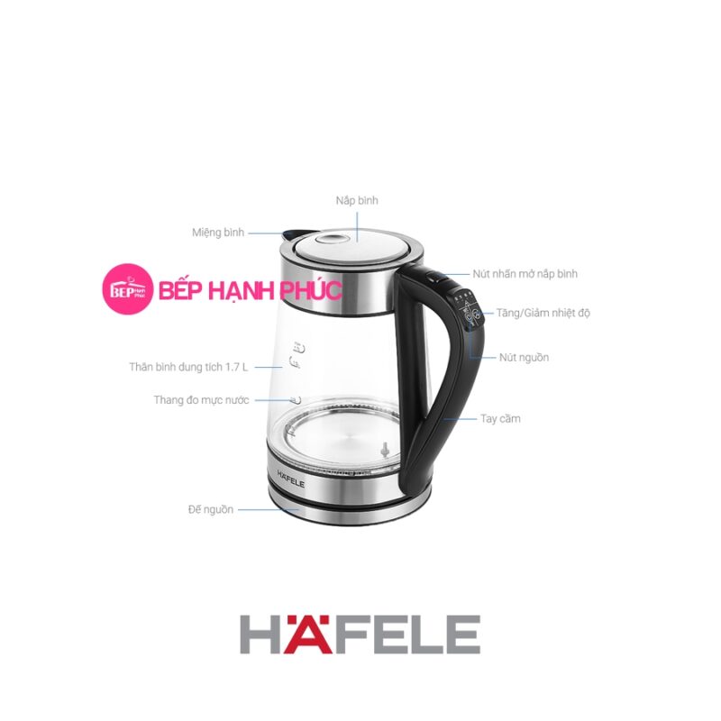 Ấm đun nước Hafele T-602C - Thủy tinh 1,7L