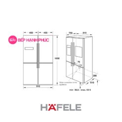Tủ lanh side by side hafele HF-SBSIB - 675 lít, tiết kiệm năng lượng