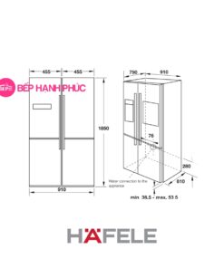 Tủ lanh side by side hafele HF-SBSIB - 675 lít, tiết kiệm năng lượng