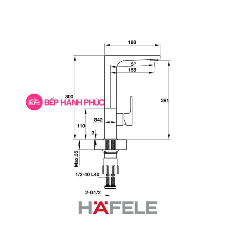 Vòi bếp Hafele HT19-CH1F281 - Vòi nóng/ lạnh