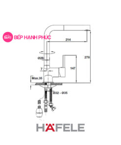 Vòi bếp Hafele HT19-CH1P280 - Vòi nóng/ lạnh