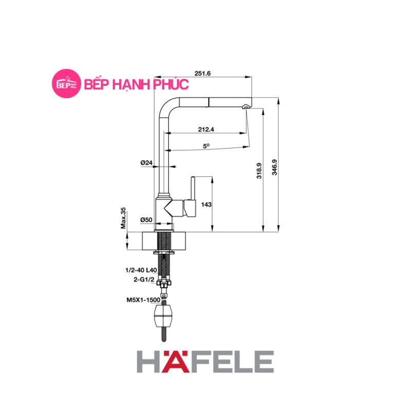 Vòi bếp Hafele HT19-CH1P319 - Vòi nóng/lạnh