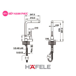Vòi bếp Hafele HT19-GH1P278 - Vòi nóng/ lạnh