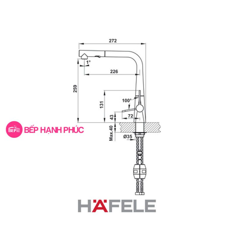 Vòi bếp Hafele HT20-CH1P259 - Vòi nóng lạnh